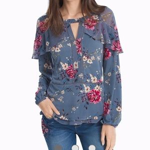 Long Tiered Sleeve Floral Blouse